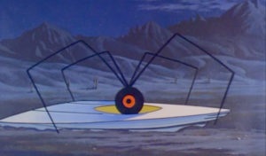 A spider emerges from a UFO: two phobias for the price of one, perhaps?